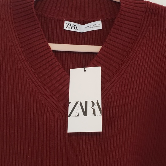 NWT Zara Beautiful Burgundy Wool Blend Vest - Picture 7 of 14